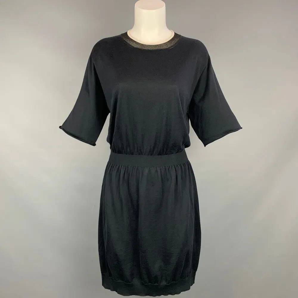 LOUIS VUITTON Size L Black Knitted Silk / Cotton Dress